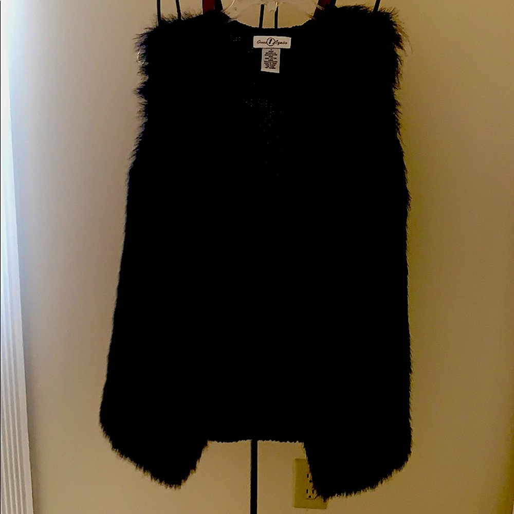 Black Faux Fur Sweater Vest